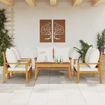 vidaXL Salon de jardin avec coussins 5 Pièces Bois d'acacia solide