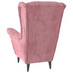vidaXL Fauteuil à oreilles avec tabouret rose velours