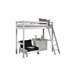 PINO Lit mezzanine 90x200 Blanc + Commode 2 portes + Lit convertible en fauteuil