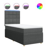 vidaXL Sommier à lattes de lit avec matelas Gris foncé 90x200 cm Tissu