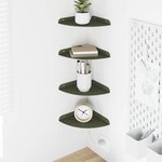 vidaXL Étagère Flottante d'Angle 4 pc Vert olive 18 x 18 x 2 cm