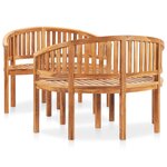 vidaXL Salon de jardin 3 Pièces en forme de banane Bois de teck solide