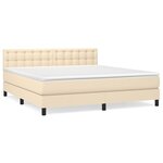 vidaXL Sommier à lattes de lit avec matelas Crème 160x200 cm Tissu