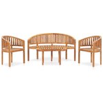 vidaXL Salon de jardin 4 Pièces en forme de banane Bois de teck solide