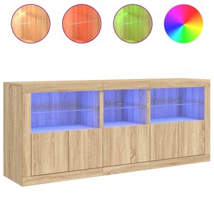 vidaXL Buffet avec lumières LED chêne sonoma 162x37x67 cm