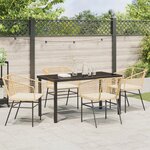 vidaXL Ensemble de salle à manger de jardin de 5 pièces avec coussins marron en rattan poly