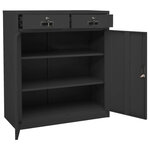Armoire de bureau avec 2 étagères réglables rangement dossiers 90 x 40 x 102 cm en acier anthracite 02_0046910