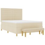 vidaXL Lit à Sommier avec Matelas & Banc Crème 140x200 cm Tissu