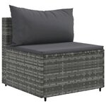 vidaXL Salon de jardin 8 Pièces avec coussins Gris Résine tressée