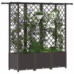 vidaXL Lit Élevé avec Treillis et Toit Marron 163 5 x 40 x 136 cm PP