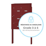 Bloc collectif Leabox  2x3  grade 3  simple face  extérieur  fixation sur pieds à sceller  rouge brun ral 3011 finition brillante