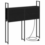 vidaXL Headboard de Rangement avec Station de Charge Chêne noir 75 cm