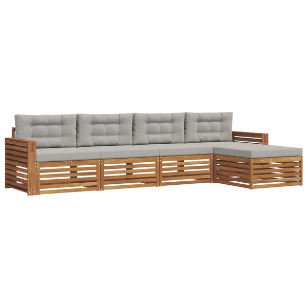 vidaXL Ensemble de canapés d'extérieur 5 pc Gris Naturel et Clair