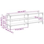 vidaXL Meuble TV Chêne noir 160 x 30 x 50 cm Bois d'ingénierie et fer