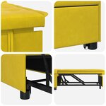 vidaXL Canapé-lit 3-en-1 avec design tirant en velours jaune