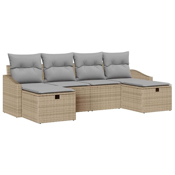 vidaXL Ensemble de canapé de jardin 6 Pièces Beige 55 x 62 x 69 cm
