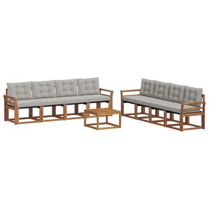 vidaXL Ensemble de canapés d'extérieur 9 pc Gris Naturel et Clair