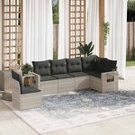 vidaXL Salon de jardin 6 Pièces avec coussins gris clair résine tressée