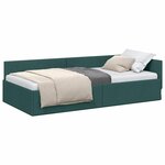 vidaXL Cadre de lit d'angle Vert foncé 90 cm x 200 cm tissu