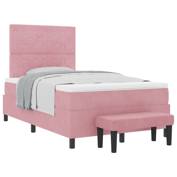 vidaXL Lit à ressorts avec tête de lit Rose 200 x 120 cm Velours