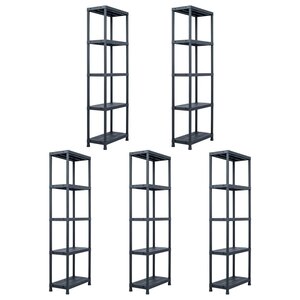vidaXL Étagères de rangement 5 Pièces Noir 125 kg 60x30x180 cm Plastique