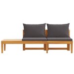 vidaXL Banc de jardin avec table avec coussins gris foncé Teck solide