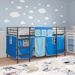 vidaXL Cadre de Lit Mezzanine pour Enfants avec Rideaux Noir et Bleu