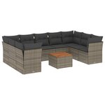 vidaXL Salon de jardin avec coussins 10 Pièces gris résine tressée