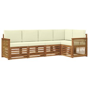vidaXL Ensemble de canapés d'extérieur 4 pc Naturel et Crème