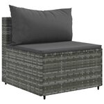 vidaXL Salon de jardin 7 Pièces avec coussins Gris Résine tressée