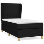 vidaXL Sommier à lattes de lit avec matelas Noir 90x190 cm Tissu