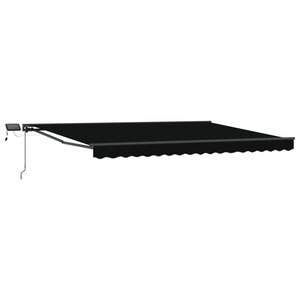 vidaXL Cadre de store manuel avec LEDs Noir et anthracite 4 × 3 m