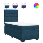 vidaXL Sommier à lattes de lit avec matelas bleu 90x200 cm velours