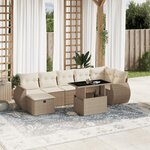 vidaXL Salon de jardin avec coussins 8 Pièces beige résine tressée
