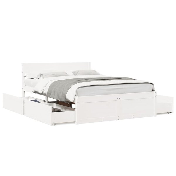 vidaXL Cadre de lit sans matelas blanc 135x190 cm bois de pin massif