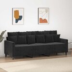 vidaXL Canapé à 3 places Noir 180 cm Velours