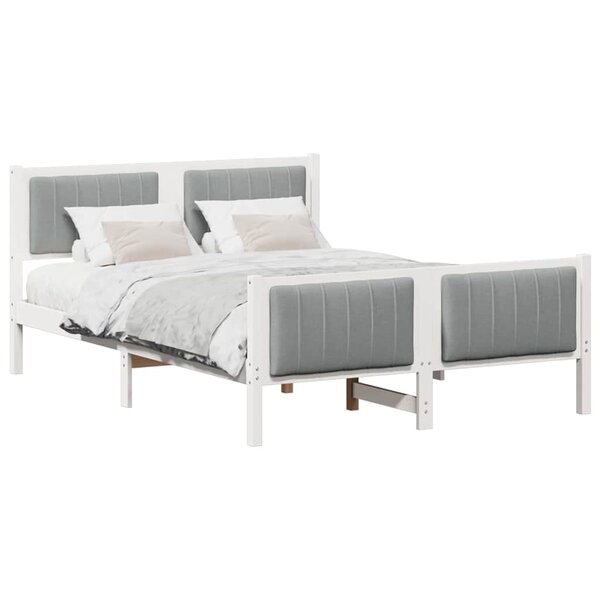vidaXL Cadre de lit avec tête de lit Blanc et gris clair 140 x 190 cm