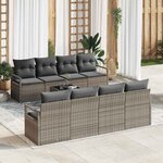 vidaXL Ensemble de canapé de jardin 9 Pièces Gris 55 x 55 x 37 cm