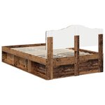 vidaXL Cadre de lit Bois ancien 135 x 190 cm Bois de pin massif