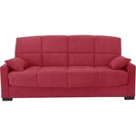 Clic clac 3 places MEGAN 14 - Tissu Soro rouge - Avec accoudoirs - Couchage 130 x 190 cm - 223 x 96 x 103 cm