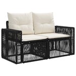 vidaXL Ensemble de canapé de jardin 9 Pièces Noir et blanc crème