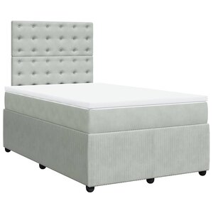 vidaXL Sommier à lattes de lit et matelas gris clair 120x190cm velours