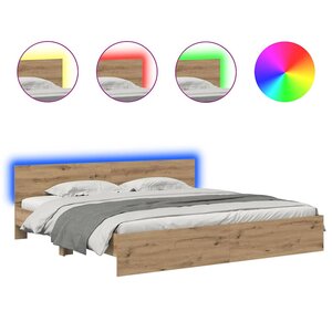 vidaXL Cadre de lit Chêne artisanal 180 x 200 cm Bois d'ingénierie