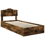 vidaXL Lit de Rangement Chêne fumé 100 x 200 cm Bois d'ingénierie