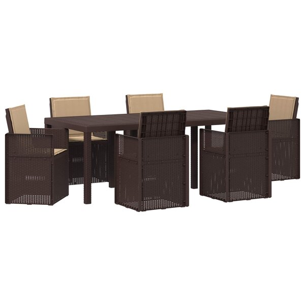 vidaXL Ensemble de salle à manger pour jardin 7 Pièces Marron et taupe PP