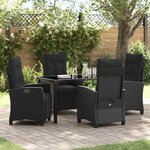 vidaXL Set de 5 pièces de salle à manger de jardin Noir Poly Rotin