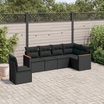 vidaXL Salon de jardin 6 Pièces avec coussins noir résine tressée