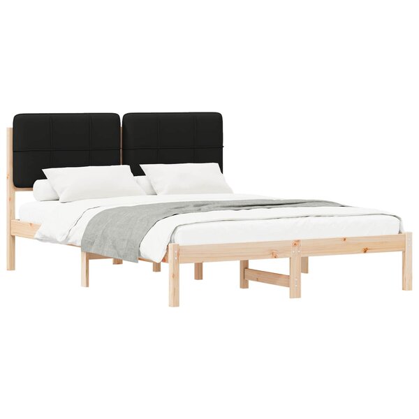 vidaXL Cadre de lit avec tête de lit rembourrée Noir 135 x 190 cm