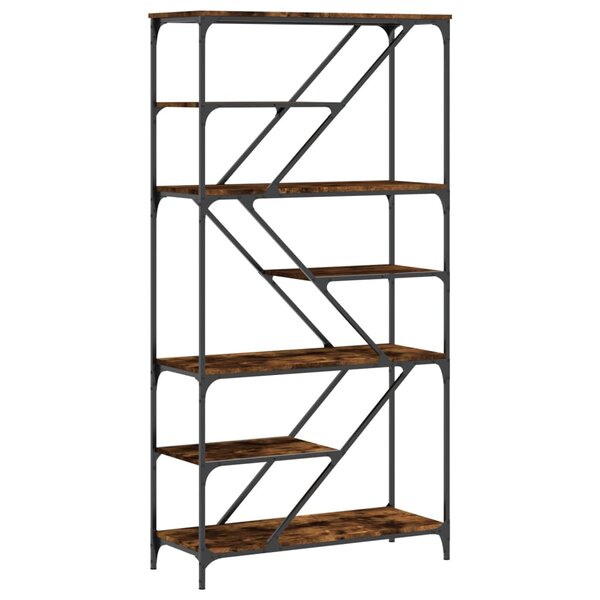 vidaXL Bibliothèque chêne fumé 91x36x176 cm bois ingénierie et acier