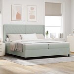 vidaXL Lit à Ressorts avec Matelas LED Gris clair 200 x 200 cm Velours